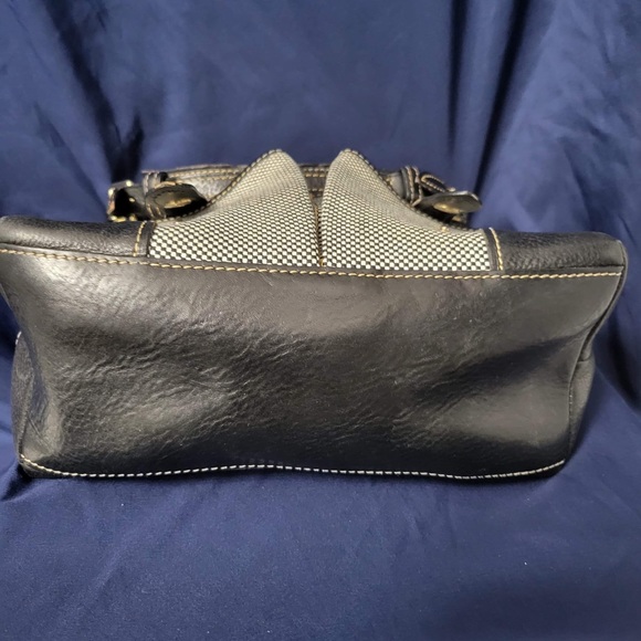 Dooney & Bourke Black, White & Tan Leather & Canvas Purse - Picture 12 of 16